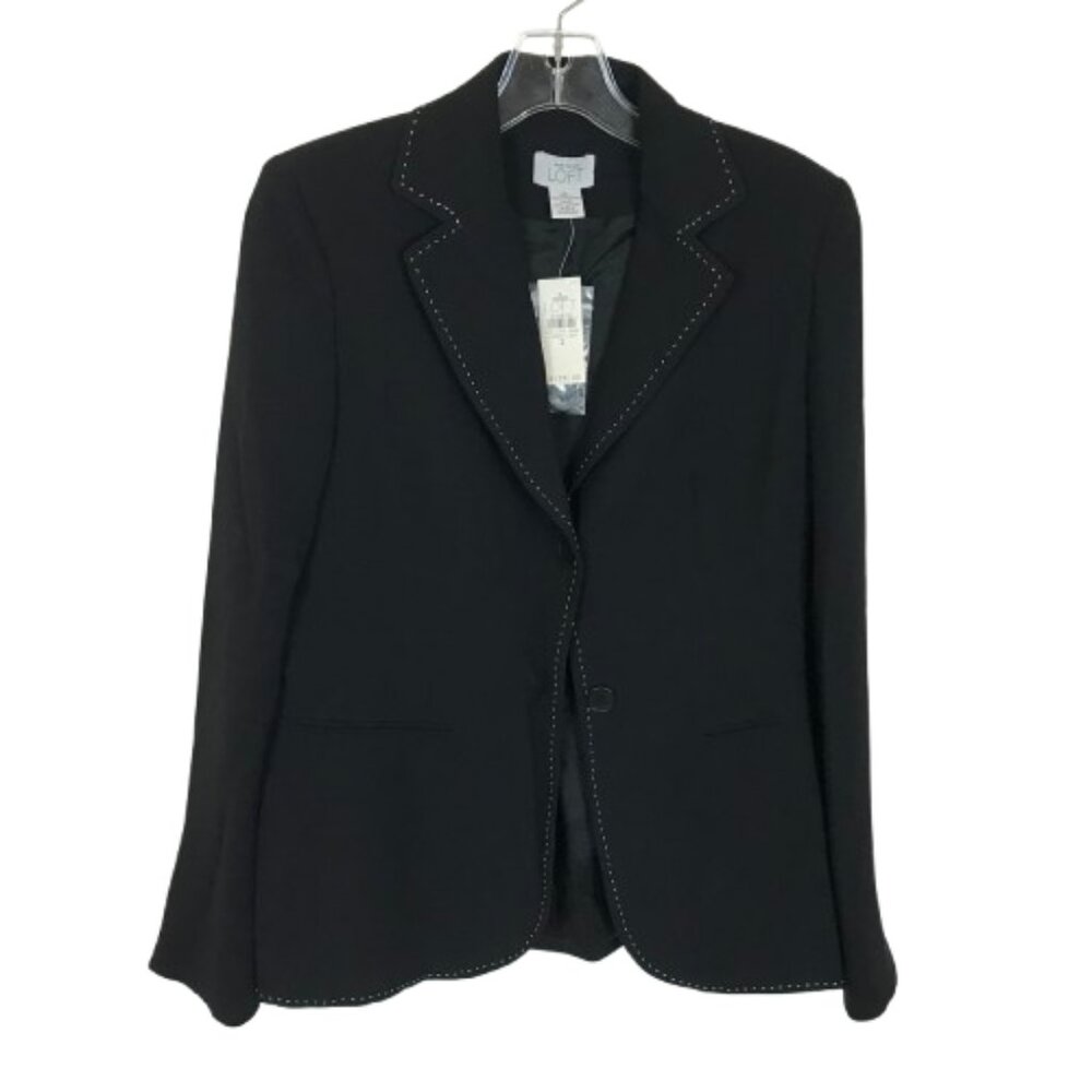 NWT Ann Taylor LOFT Womens Size 2 Stitch Detail Two-Button Blazer Jacket NEW